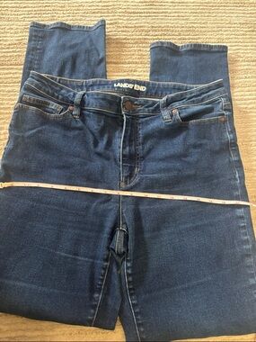 Lands' End Women's Straight Leg Jeans in Dark Blue Denim